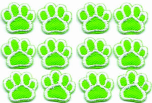 12pcs Green White Dog Paw Patches
