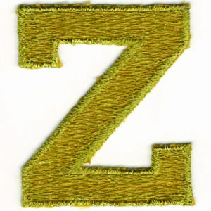Antique Metallic Gold Letter Z Iron-On Patch Appliqués (1 7/8") Alphabet
