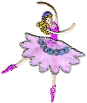 Pink Ballerina Iron On Patch (2 3/4" in) Embroidered Appliques Dance Ballet