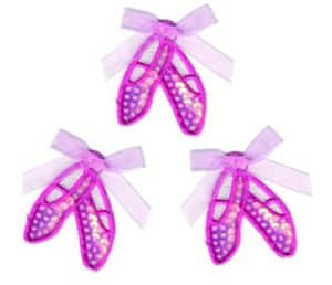 Pink Ballet Slippers Patch Embroidered with Sequins Iron on Sew on Lot of 3