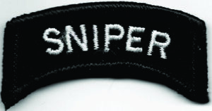 Black SNIPER Tab Patch – Tactical Military Morale Badge Embroidered Iron-On/Hook Fastener