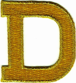 Metallic Gold Block letter D Patch