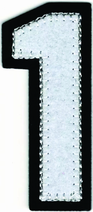 White Felt Number 1 Patch