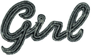 3.75 Inch Black “Girl” Script Iron On Patch – Embroidered Applique for Jackets, Bags & DIY Crafts