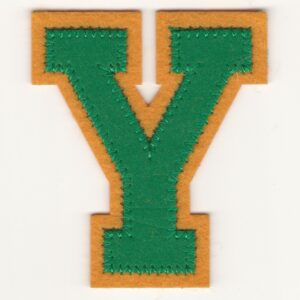 2.5" Green Gold Felt Varsity Letter Y Iron-On Patch Alphabet Applique Craft DIY