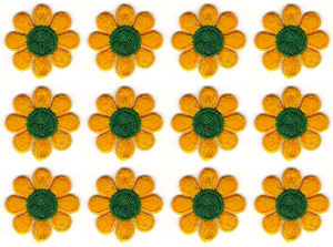Lot of 12 Yellow Daisy Flower Iron On Embroidered Patches DIY Crafts (1" in)