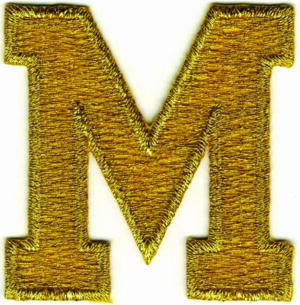 Metallic Gold Letter M Patch