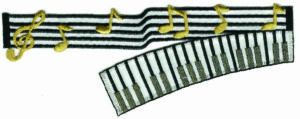 Music Notes and Keyboard Embroidered Patch