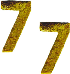 Gold Number 7 Iron-On Patch Metallic Embroidered Jerseys DIY (1" in) Lot 2