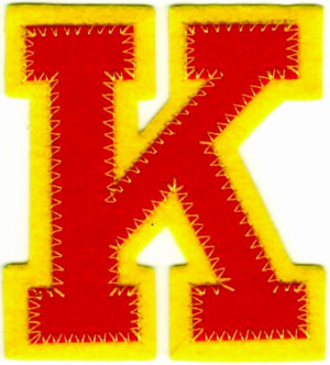 Red Yellow Felt Letter K Patch Iron-On