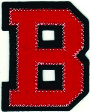 Red Black Letter B Patch Felt Varsity Iron On 2½"