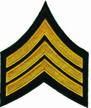 Large Pair Yellow Black Sergeant SGT E5 Rank patches Stitched Edge