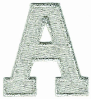 Silver Block letter A Patch 1 7/8" Bright Metallic Embroidered (1 7/8")