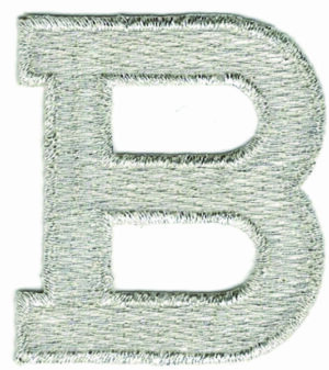 Metallic Silver Letter B Iron On Patch Applique Alphabet Embroidered 1 7/8 Inch