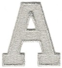 Silver Block letter A Patch 1 7/8" Bright Metallic Embroidered (1 7/8")