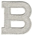 Metallic Silver Letter B Iron On Patch Applique Alphabet Embroidered 1 7/8 Inch