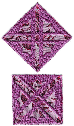 Pink Diamond Cross Iron On Patch Embroidered Applique Quilt Pattern Set of 2