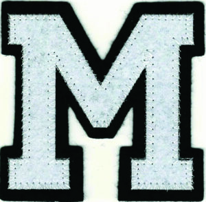 White Black Varsity Letter M Patch