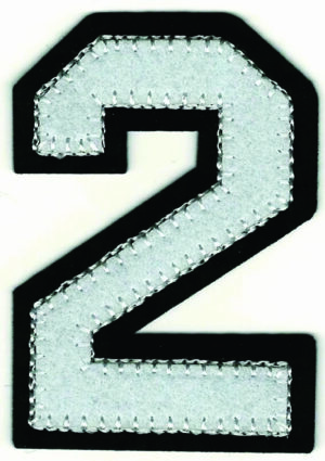 White Black Felt Number 2 Patch