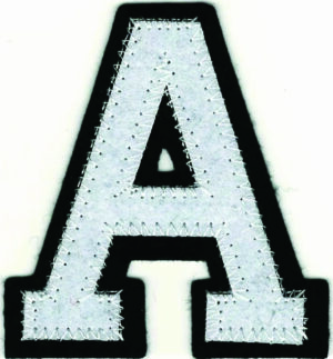 White & Black Felt Letter A Patch