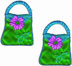 2pc Green Floral Purse Patches