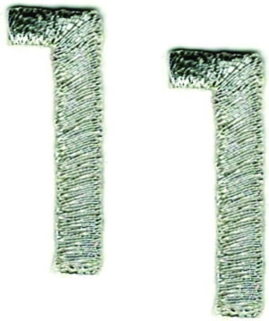 Set of 2 Metallic Silver Number 1 Iron On Patches Embroidered Appliques Craft