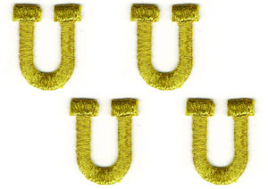 4pc Metallic Gold Letter U Patch Iron On 1" Small Alphabet Applique Monogram Set Craft