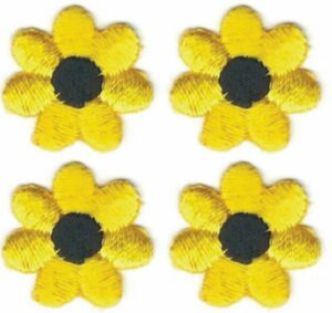 Yellow Black Flower Patch Lot of 4