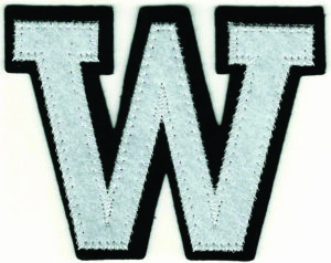 White Black Varsity Letter W Patch