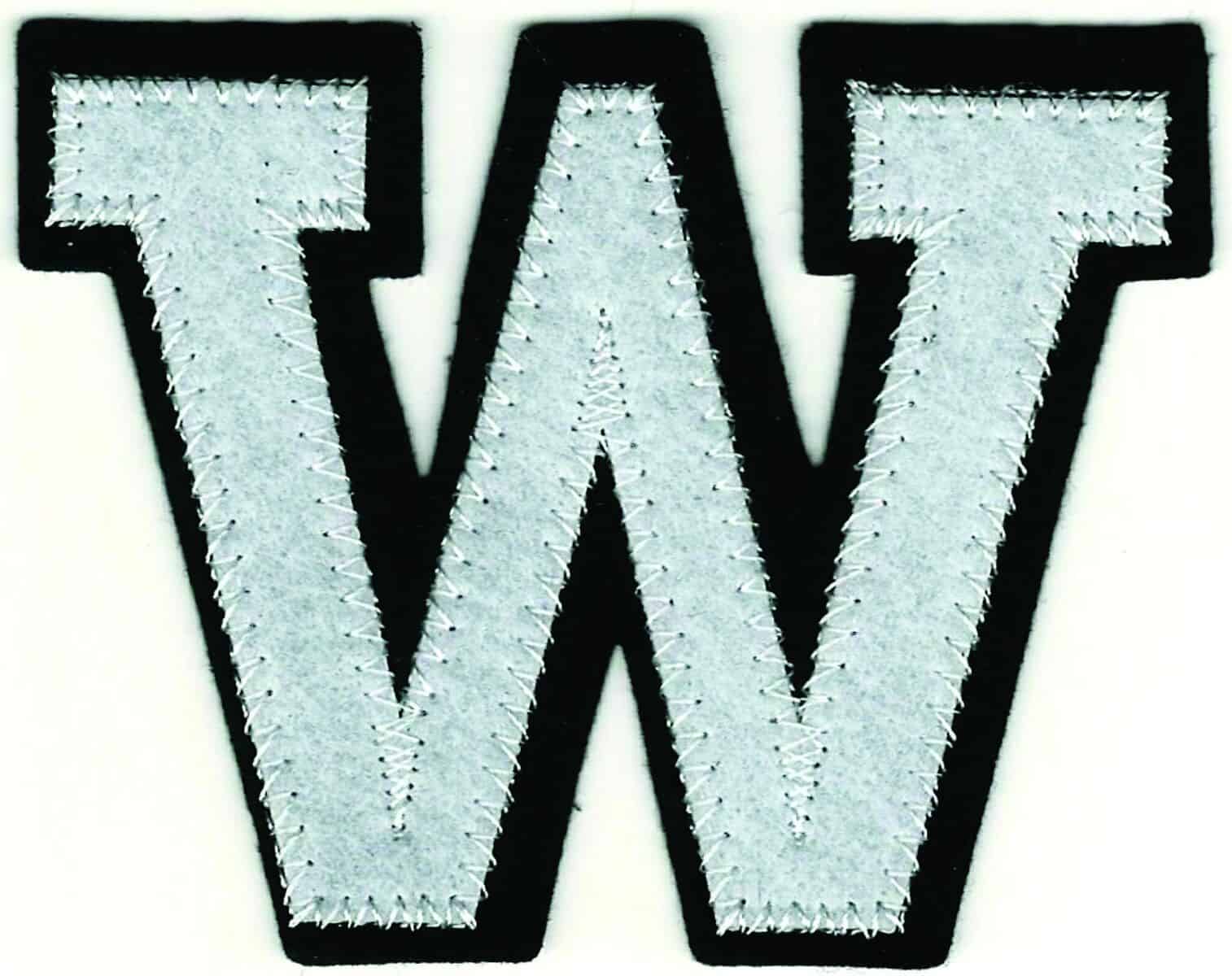 White Black Varsity Letter W Patch - B&B Accessories