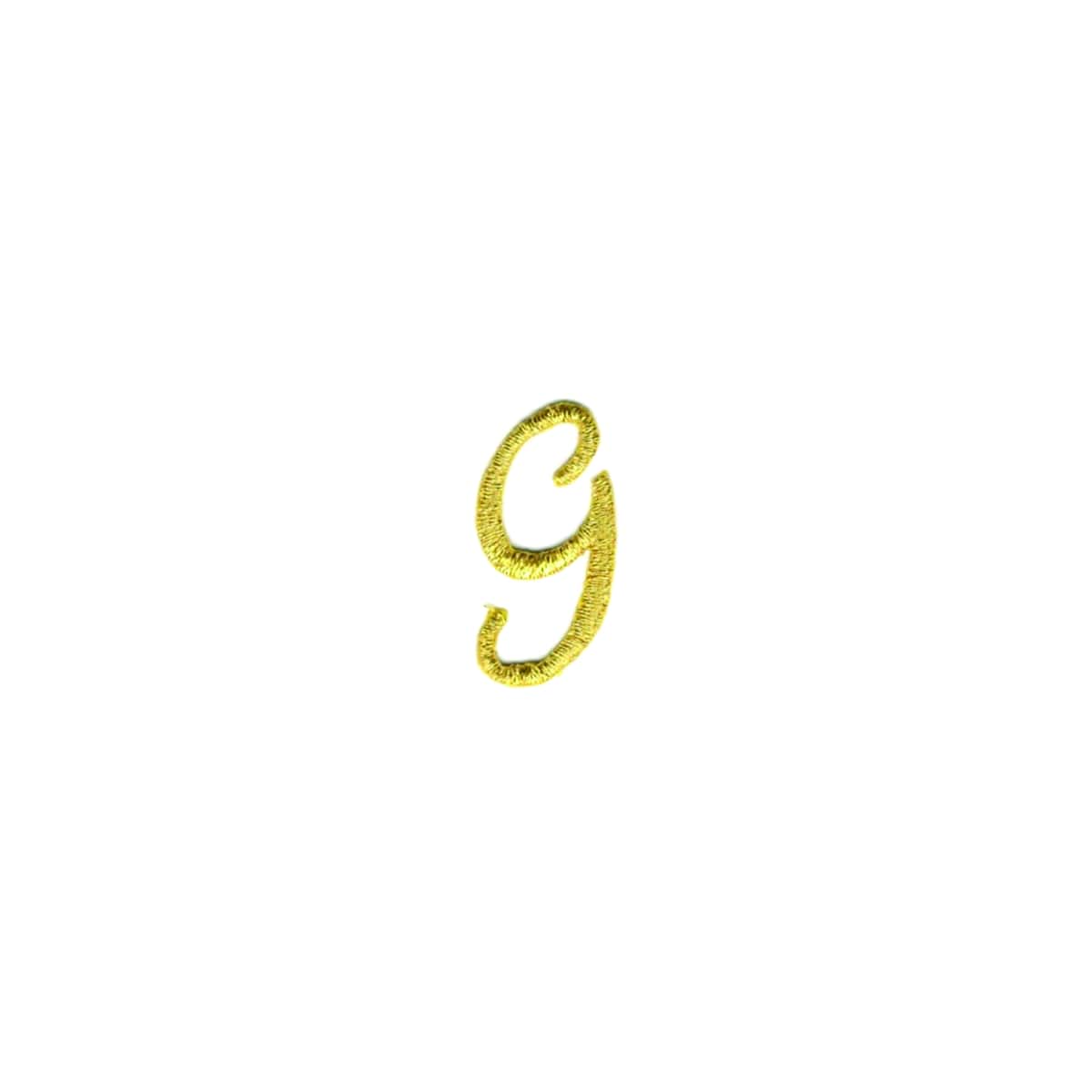 Metallic Gold Script Letter G Cut Out Iron On Patch - B&B Accessories