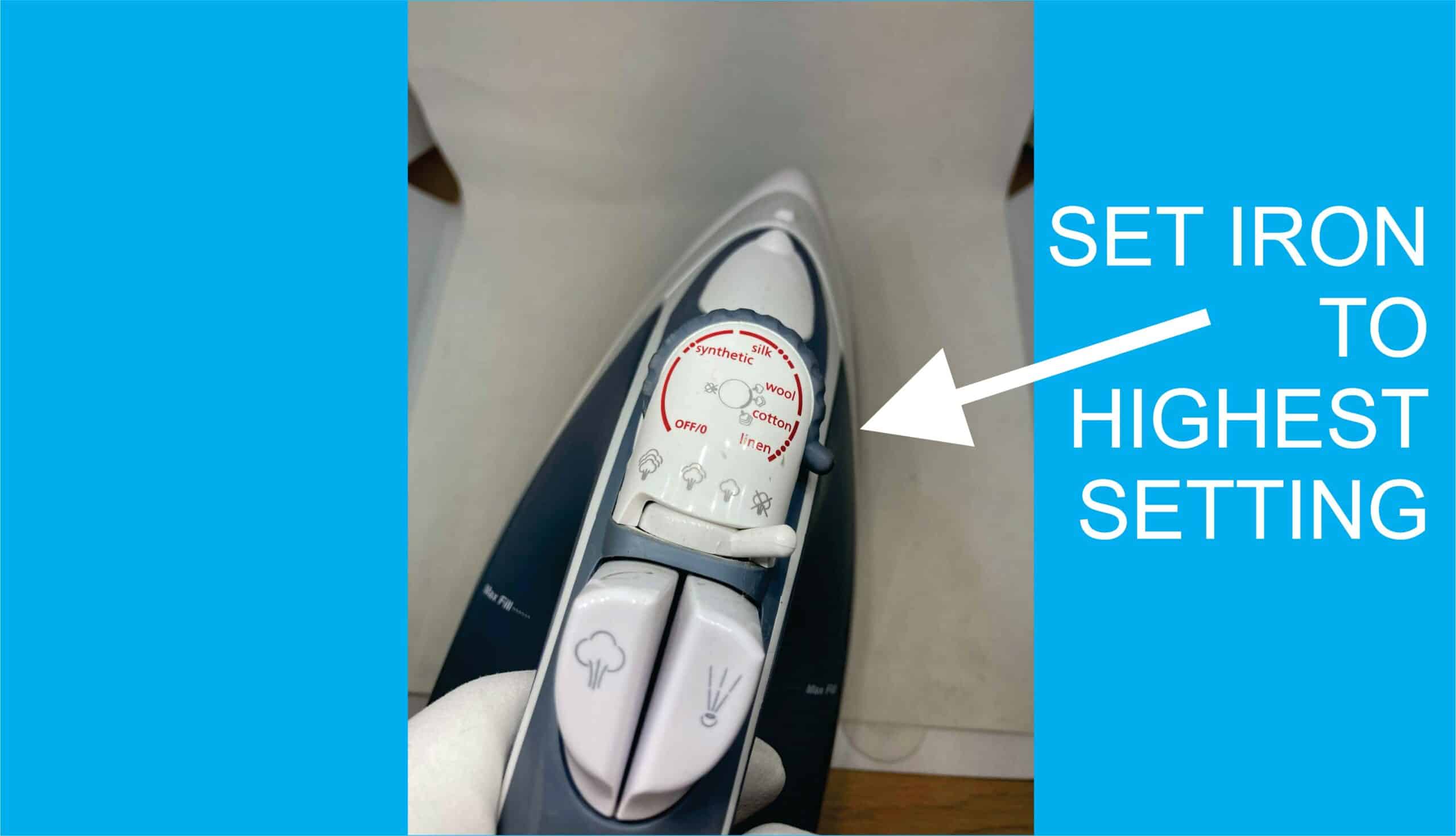 Before you start, ensure the iron is set to the highest setting and heats to tempurature.