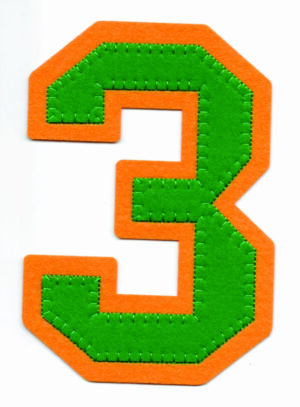 Green Orange Felt Number 3 Patch