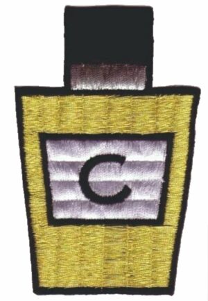Metallic Gold Perfume Bottle Patch – 3 3/4" Tall Embroidered Fashion Iron-On Applique