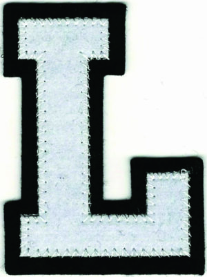 White Black Varsity Letter L Patch (2 1/2" in) Iron-On Felt Applique for Jackets