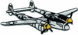 WWII P-38 Lightning Fighter Plane Right Facing Embroidered Patch Iron-On