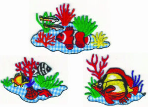 3pc Tropical Fish Coral Reef Patch Set – Embroidered Iron-On Appliques Ocean Sea Theme