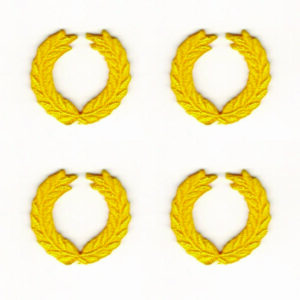 Yellow Wreath Iron-On Patches Set of 4 Laurel Leaf Embroidered for Polos (1" in)
