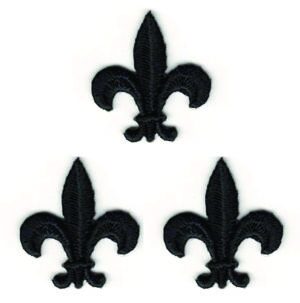 Black Fleur De Lis Patch Lot of 3 Embroidered great for SCA