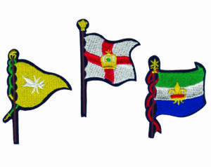 Heraldic Banner Flag Patch 3 pcs Iron On Vintage Embroidered Crown Fleur de Lis