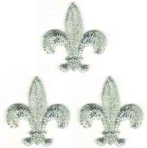 Silver Fleur De Lis Patch Lot of 3 Metallic Embroidered great for SCA