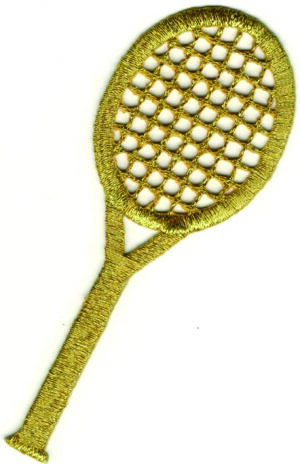 Metallic Yellow Gold Tennis Racquet embroidered Patch