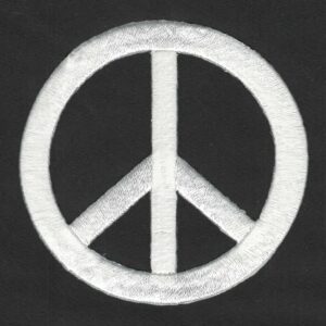 White Peace Patch Embroidered Cut out Iron on Sew on (3" inch)