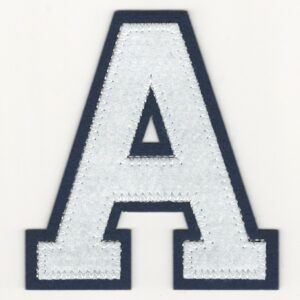 White Navy Blue Felt Letter A Iron On Patch Varsity Style Applique