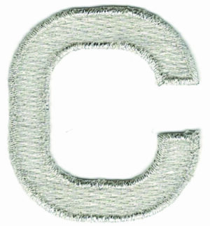 Metallic Silver Letter C Iron On Patch Applique Alphabet Embroidered (1 7/8" in)