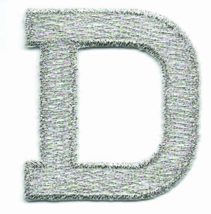 Metallic Silver Letter D Iron On Patch Applique Alphabet Embroidered (1 7/8" in)