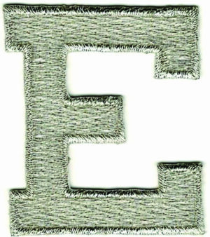 Metallic Silver Letter E Iron On Patch Applique Alphabet Embroidered (1 7/8" in)