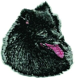 German Spitz Breed Patch Embroidered Black Dog Head Iron on (2" in)