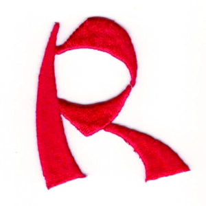 2 Inch Red Asian Font Letter R Patch – Iron On Embroidered Alphabet Applique