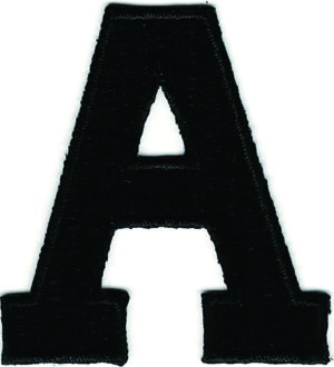 Black Letter A Iron-On Patch – 1 ⅞" Tall Embroidered Alphabet Applique